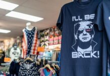 T-shirt with Donald Trump and Ill Be Back text.