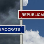 Crush Republicans EVERYWHERE ? Democrats Unleash New Plan… Street signs pointing to Democrats and Republicans direction.