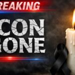 A lit candle beside a black ribbon with the text 'BREAKING ICON GONE'