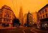Toxic Orange Sky Slams Toronto Orange sky above Transamerica Pyramid in San Francisco.